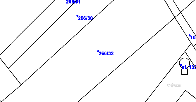 Parcela st. 266/32 v KÚ Velim, Katastrální mapa