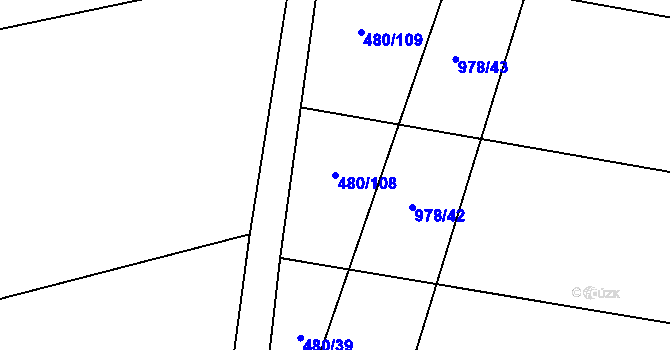 Parcela st. 480/108 v KÚ Velim, Katastrální mapa