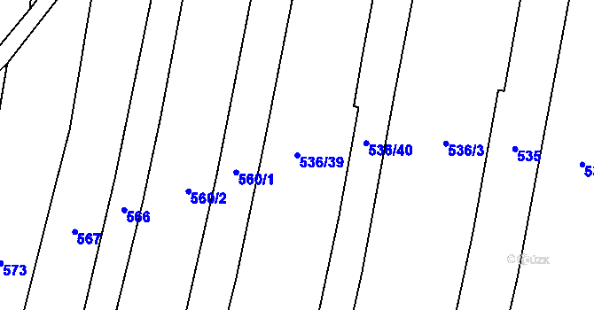 Parcela st. 536/39 v KÚ Velim, Katastrální mapa