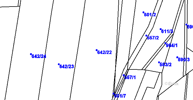 Parcela st. 642/22 v KÚ Velim, Katastrální mapa