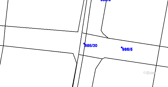 Parcela st. 986/30 v KÚ Velim, Katastrální mapa