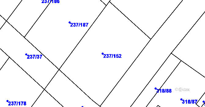Parcela st. 237/152 v KÚ Velim, Katastrální mapa
