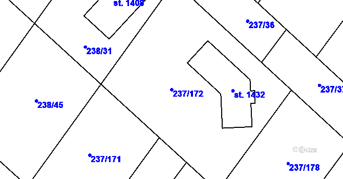 Parcela st. 237/172 v KÚ Velim, Katastrální mapa