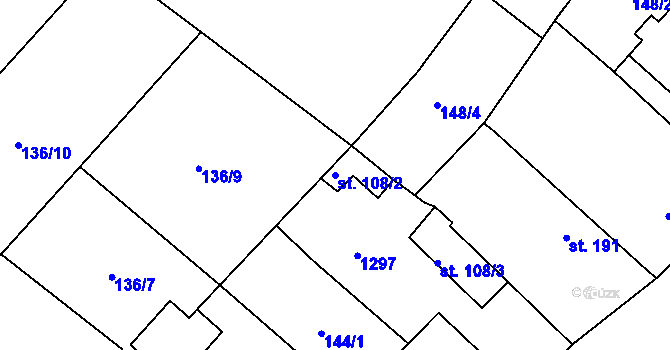 Parcela st. 108/2 v KÚ Velim, Katastrální mapa