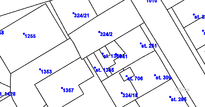 Parcela st. 1366 v KÚ Velim, Katastrální mapa