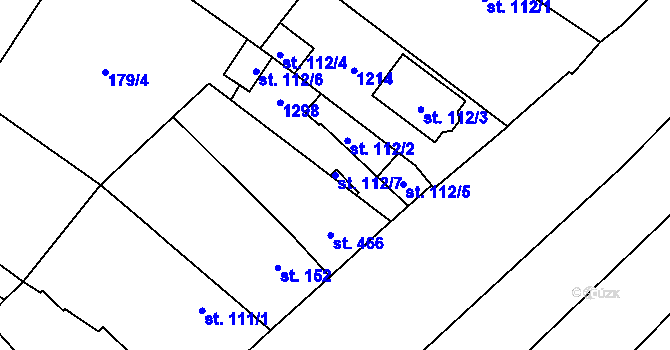 Parcela st. 112/7 v KÚ Velim, Katastrální mapa