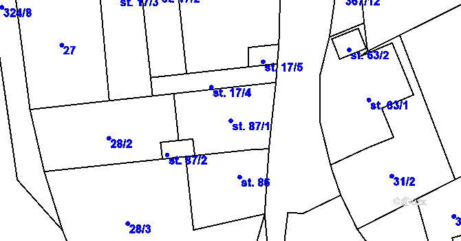 Parcela st. 87/1 v KÚ Vítězov, Katastrální mapa
