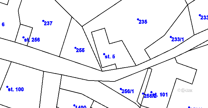 Parcela st. 5 v KÚ Veliny, Katastrální mapa