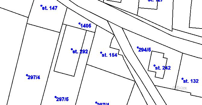 Parcela st. 154 v KÚ Veliny, Katastrální mapa