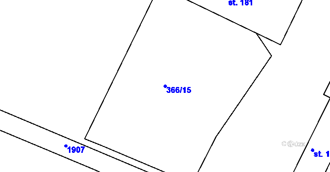 Parcela st. 366/15 v KÚ Veliny, Katastrální mapa