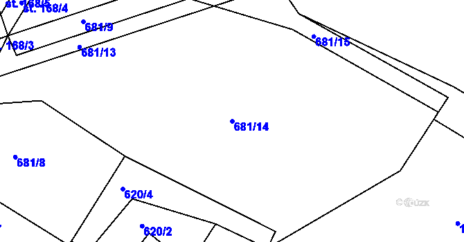 Parcela st. 681/14 v KÚ Veliny, Katastrální mapa
