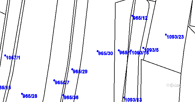 Parcela st. 965/30 v KÚ Veliny, Katastrální mapa