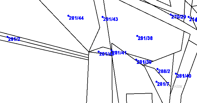 Parcela st. 281/46 v KÚ Veliny, Katastrální mapa