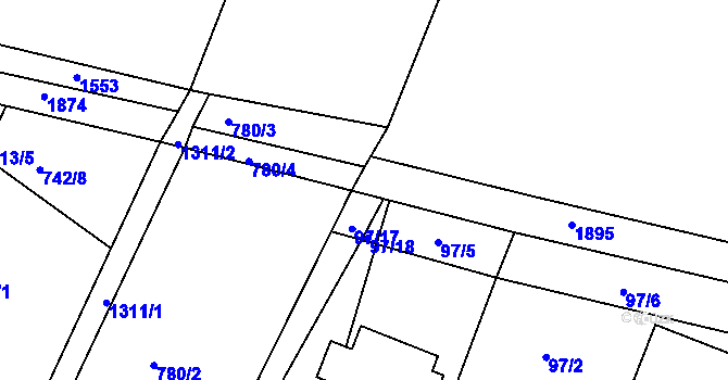 Parcela st. 97/15 v KÚ Veliny, Katastrální mapa