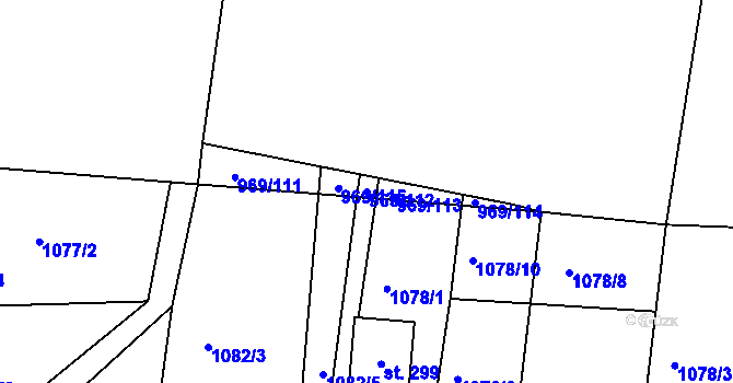 Parcela st. 969/112 v KÚ Veliny, Katastrální mapa