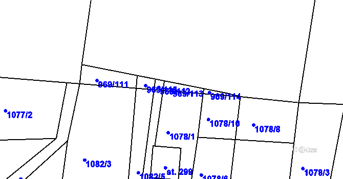 Parcela st. 969/113 v KÚ Veliny, Katastrální mapa