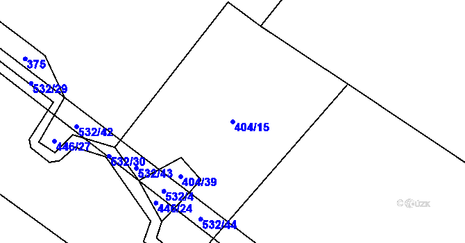 Parcela st. 404/15 v KÚ Hrzín, Katastrální mapa