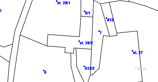 Parcela st. 28/2 v KÚ Nespery, Katastrální mapa