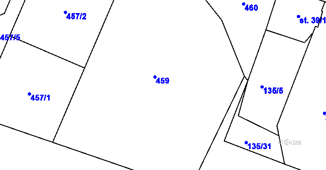 Parcela st. 135/22 v KÚ Nespery, Katastrální mapa