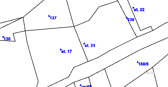 Parcela st. 21 v KÚ Ostrov u Veliše, Katastrální mapa