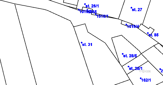 Parcela st. 31 v KÚ Ostrov u Veliše, Katastrální mapa