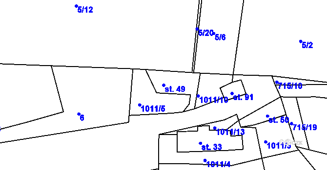 Parcela st. 49 v KÚ Ostrov u Veliše, Katastrální mapa