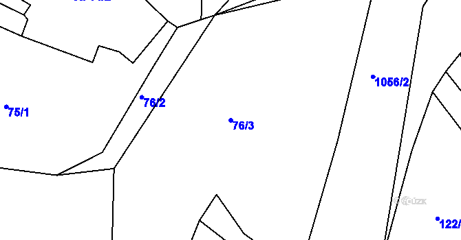 Parcela st. 76/3 v KÚ Ostrov u Veliše, Katastrální mapa