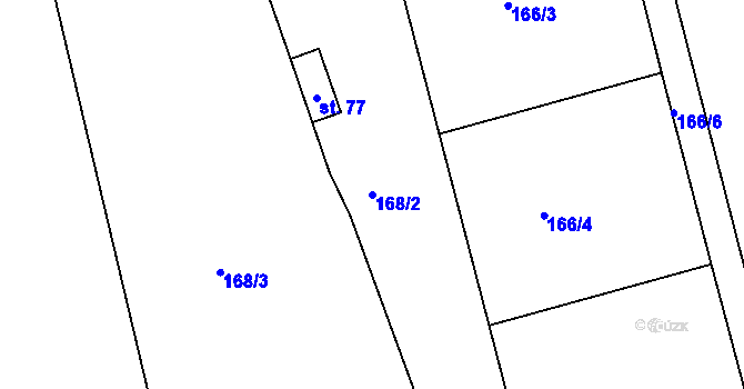 Parcela st. 168/2 v KÚ Ostrov u Veliše, Katastrální mapa