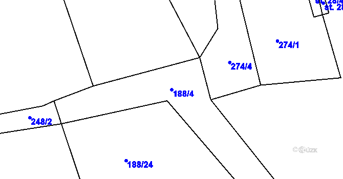 Parcela st. 188/4 v KÚ Ostrov u Veliše, Katastrální mapa