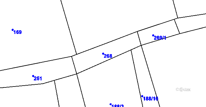 Parcela st. 268 v KÚ Ostrov u Veliše, Katastrální mapa