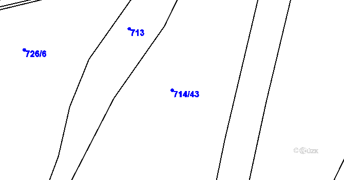 Parcela st. 714/43 v KÚ Ostrov u Veliše, Katastrální mapa