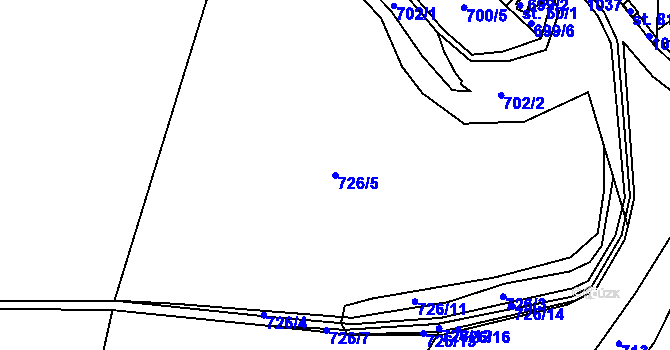 Parcela st. 726/5 v KÚ Ostrov u Veliše, Katastrální mapa