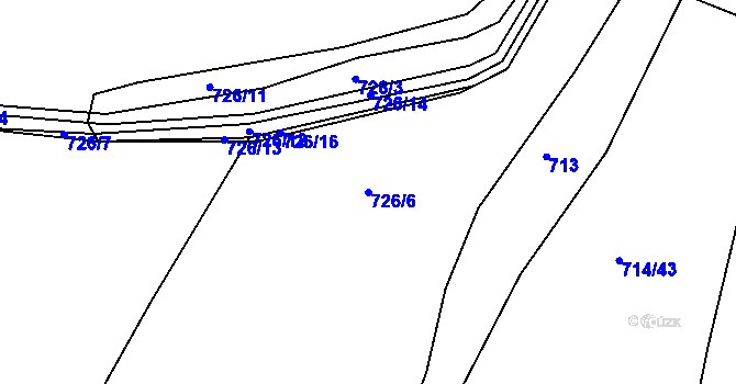 Parcela st. 726/6 v KÚ Ostrov u Veliše, Katastrální mapa
