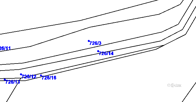 Parcela st. 726/14 v KÚ Ostrov u Veliše, Katastrální mapa