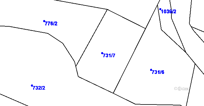 Parcela st. 731/7 v KÚ Ostrov u Veliše, Katastrální mapa