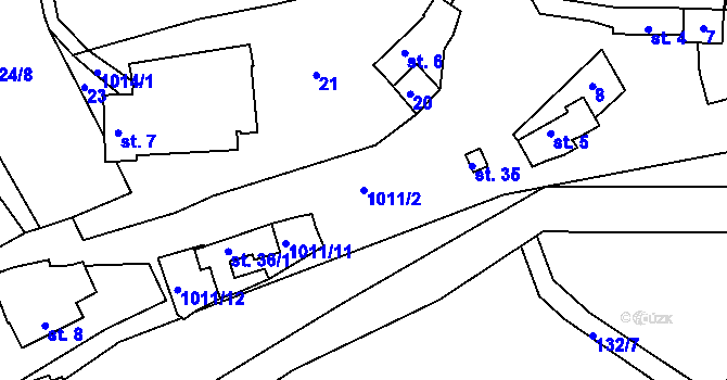 Parcela st. 1011/2 v KÚ Ostrov u Veliše, Katastrální mapa