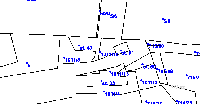 Parcela st. 1011/10 v KÚ Ostrov u Veliše, Katastrální mapa