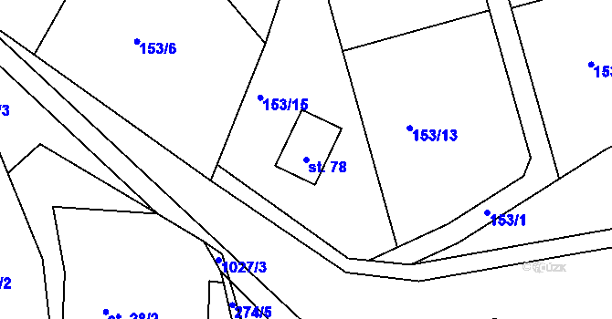 Parcela st. 78 v KÚ Ostrov u Veliše, Katastrální mapa