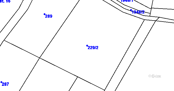 Parcela st. 229/2 v KÚ Sedlečko u Veliše, Katastrální mapa