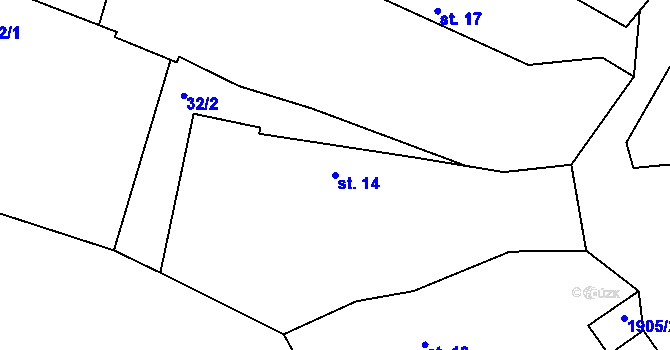 Parcela st. 14 v KÚ Veliš, Katastrální mapa