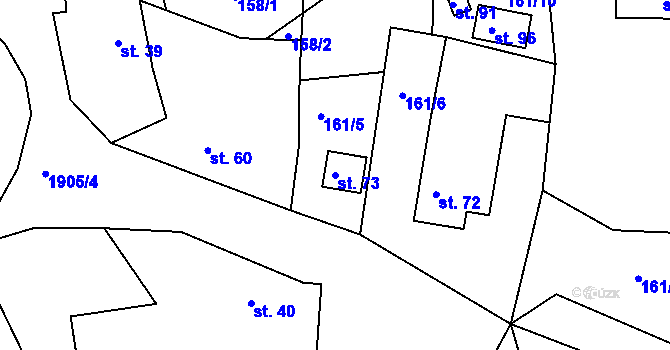 Parcela st. 73 v KÚ Veliš, Katastrální mapa