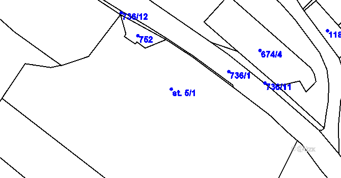 Parcela st. 5/1 v KÚ Bukvice, Katastrální mapa