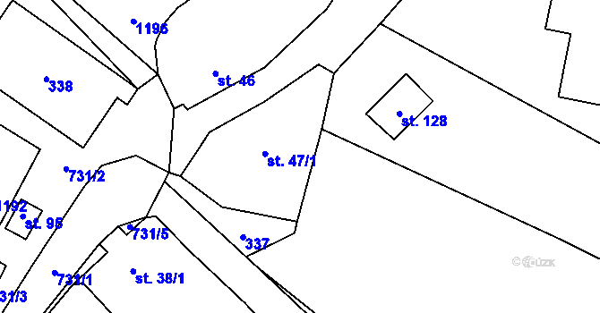 Parcela st. 47/1 v KÚ Bukvice, Katastrální mapa