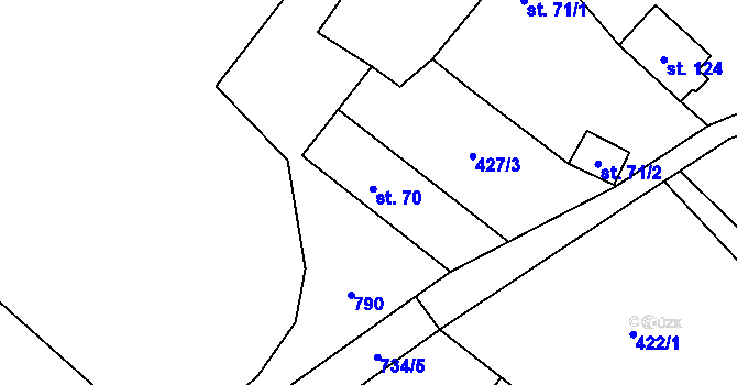 Parcela st. 70 v KÚ Bukvice, Katastrální mapa