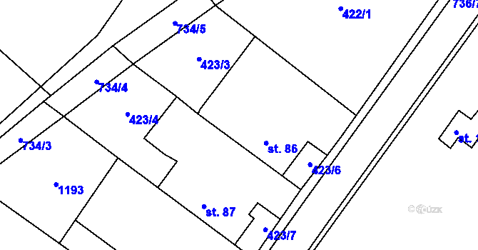 Parcela st. 86 v KÚ Bukvice, Katastrální mapa