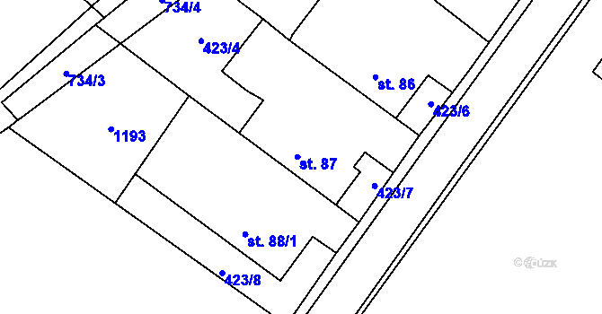 Parcela st. 87 v KÚ Bukvice, Katastrální mapa