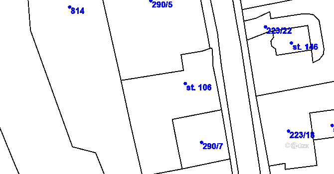 Parcela st. 106 v KÚ Bukvice, Katastrální mapa