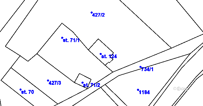 Parcela st. 124 v KÚ Bukvice, Katastrální mapa