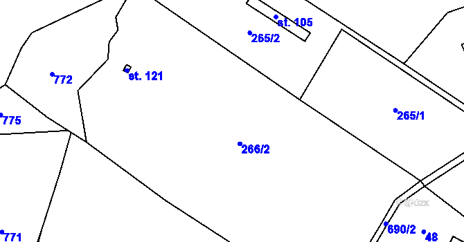 Parcela st. 266 v KÚ Bukvice, Katastrální mapa