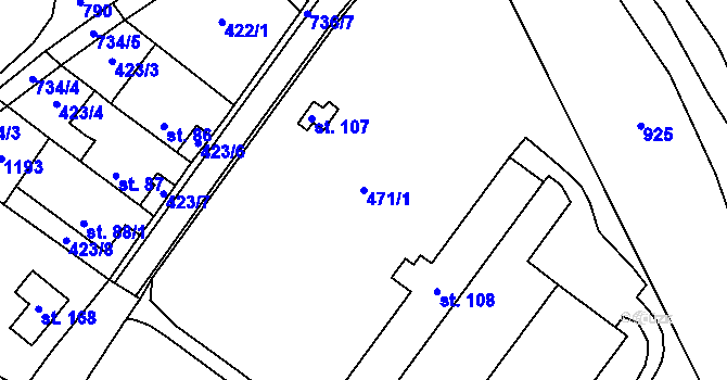 Parcela st. 471/1 v KÚ Bukvice, Katastrální mapa